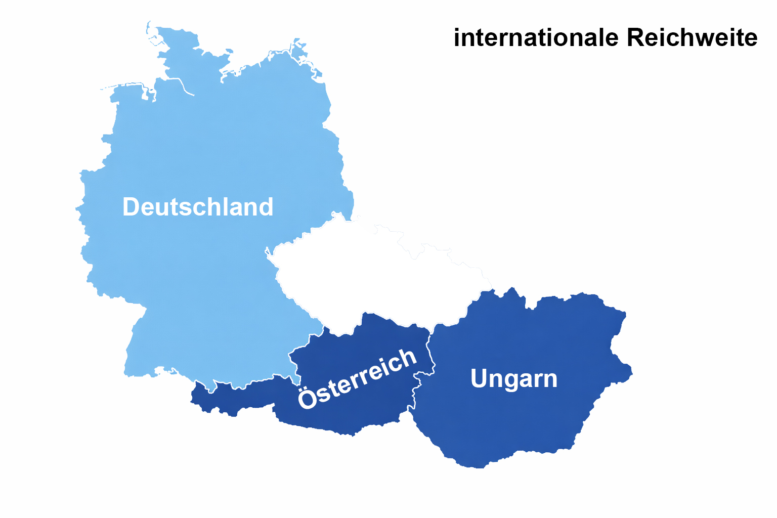 Karte mit internationaler Reichweite der Plattform ungarisch-lernen.de mit Fokus auf deutschsprachige Nutzer in Deutschland, Österreich und Ungarn